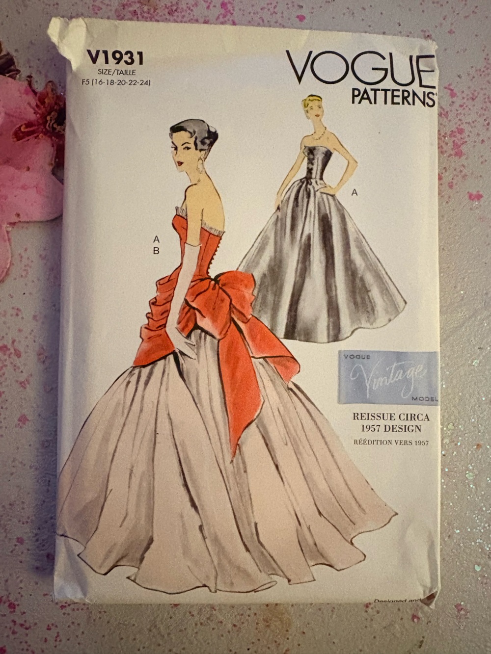 BN UNCUT VOGUE 9131 F5 PLUS SIZE VINTAGE 1950S FORMAL SEWING PATTERNS DRESSES